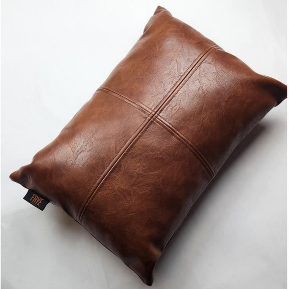 Frye Other - Frye Faux Leather Brown Rectangular Lumbar Pillow Decorative Patchwork 13" x 19"